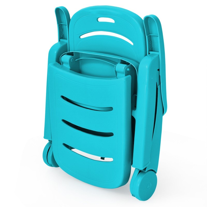 Turkoosi taitettava aurinkotuoli, säädettävä ja kestävä ulkokäyttöön