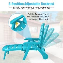 Turkoosi taitettava aurinkotuoli, säädettävä ja kestävä ulkokäyttöön