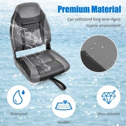 Taitettava musta veneistuin, ergonominen selkänoja, paksu pehmuste Taitettava musta veneistuin, ergonominen selkänoja, paksu pehmuste