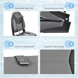 Taitettava musta veneistuin, ergonominen selkänoja, paksu pehmuste Taitettava musta veneistuin, ergonominen selkänoja, paksu pehmuste