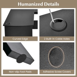 L-muotoinen tietokonepöytä musta, 2 säilytyshyllyä