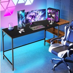 Monipuolinen teollinen tietokonepöytä, rustiikkinen ruskea, säädettävä hyllystö