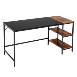 Monipuolinen teollinen tietokonepöytä, rustiikkinen ruskea, säädettävä hyllystö