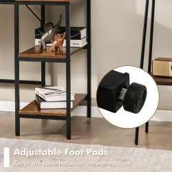 Monipuolinen teollinen tietokonepöytä, rustiikkinen ruskea, säädettävä hyllystö