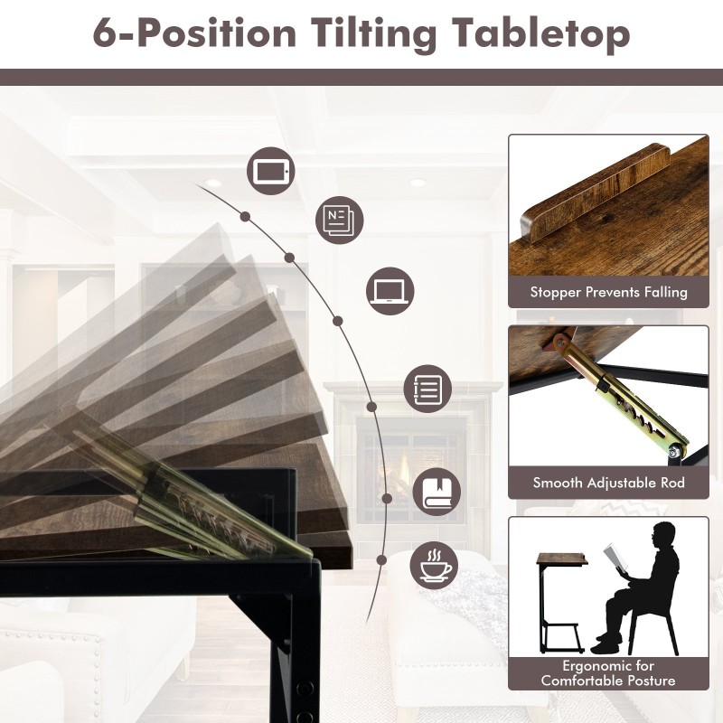 Säädettävä vintage kannettavan tietokoneen pöytä, ruskea, monikäyttöinen