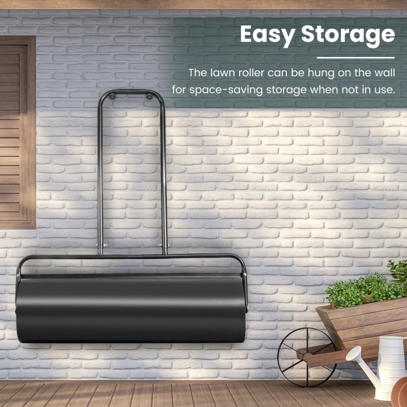 Teräsruohonrulla 48L U-kahvalla musta puutarhaan