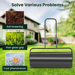 Teräsruohonrulla 48L U-kahvalla musta puutarhaan