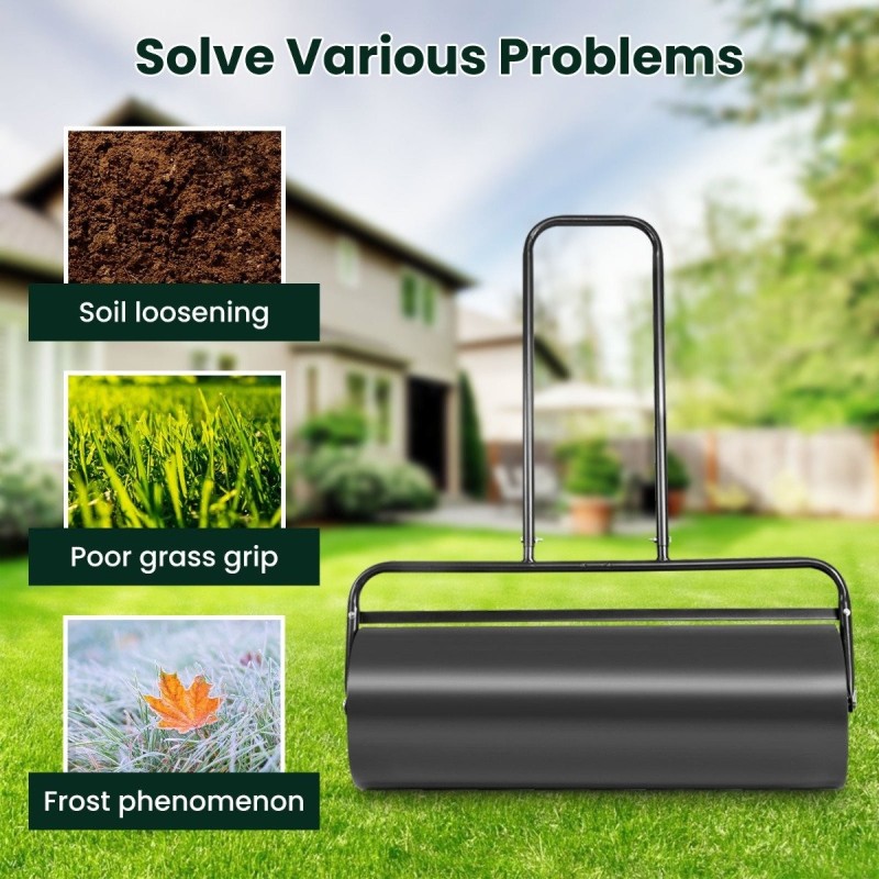 Teräsruohonrulla 48L U-kahvalla musta puutarhaan