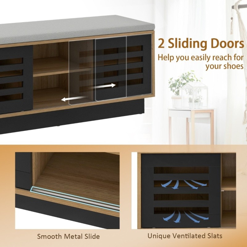 Kenkäpenkki 6 lokerolla ja säädettävillä hyllyillä, luonnonväri