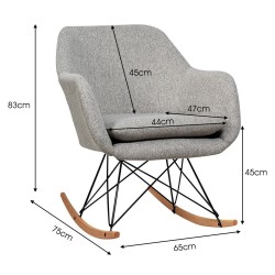 Harmaa ergonominen keinutuoli korkealla selkänojalla ja käsinojilla