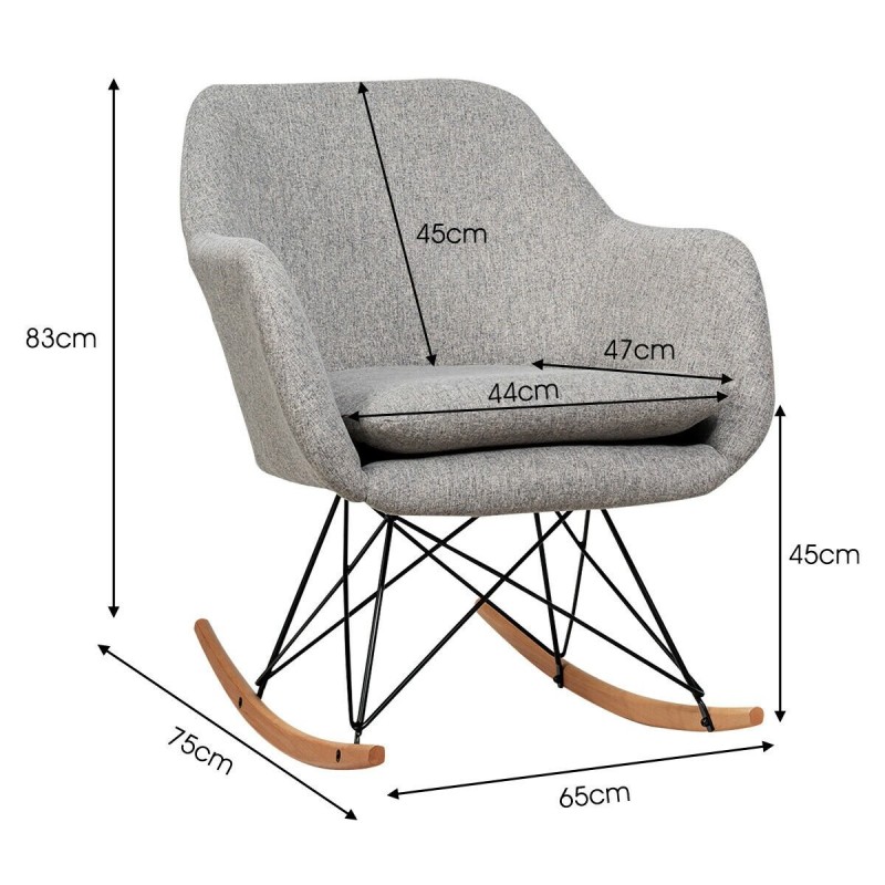 Harmaa ergonominen keinutuoli korkealla selkänojalla ja käsinojilla