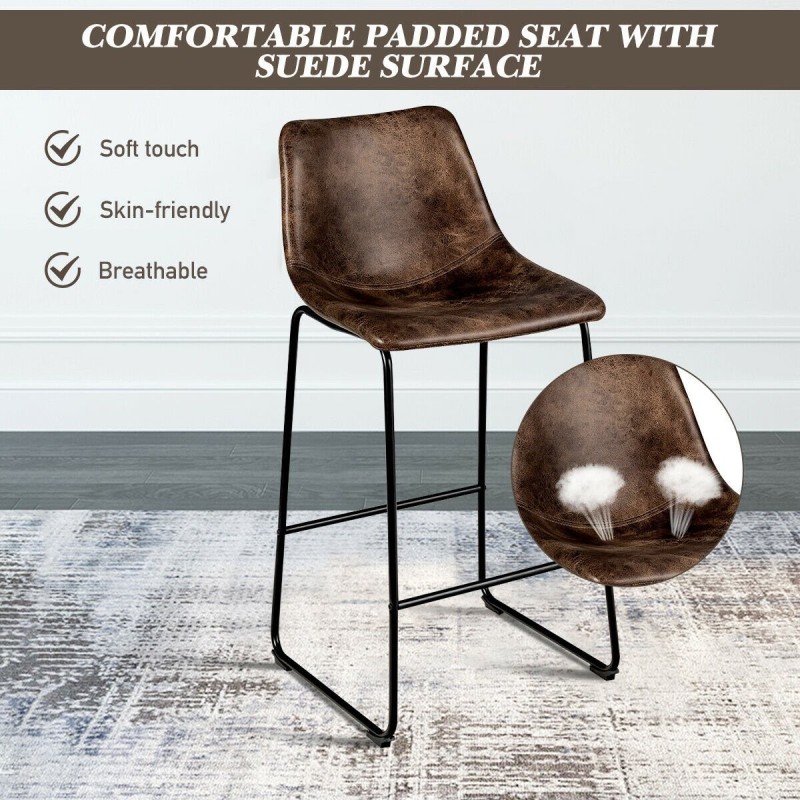 Kultaiset vintage baarituolit, 2 kpl, metallijaloilla ja selkänojalla