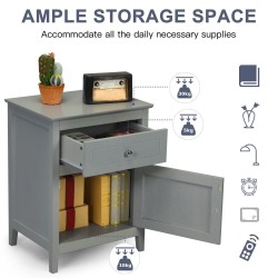 Kaksitasoinen moderni yöpöytä laatikolla - vaaleanharmaa