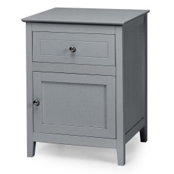 Kaksitasoinen moderni yöpöytä laatikolla - vaaleanharmaa