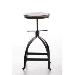 Teollinen säädettävä baarijakkara puuistuimella ja metallijalustalla