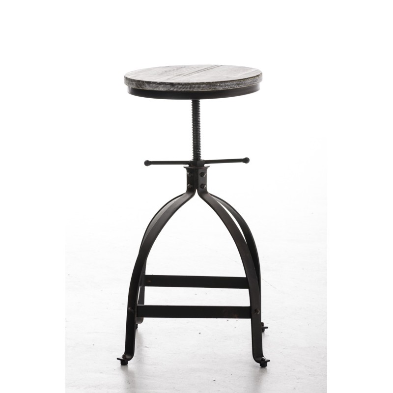 Teollinen säädettävä baarijakkara puuistuimella ja metallijalustalla