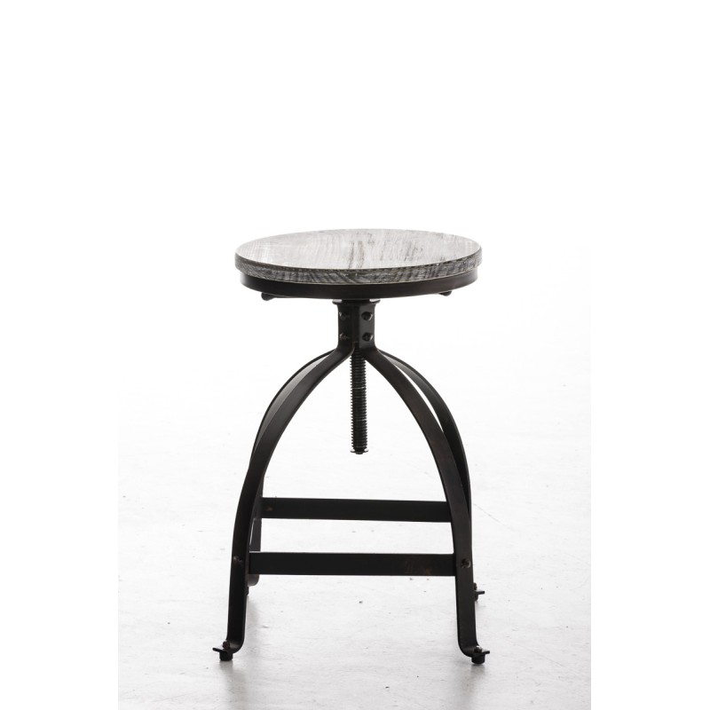 Teollinen säädettävä baarijakkara puuistuimella ja metallijalustalla