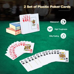 Pokerisetti 300 pelimerkkiä, kortit, nopat, musta kantolaukku