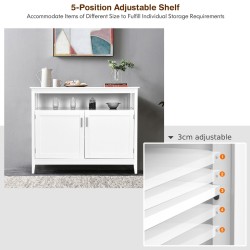 Moderni valkoinen säilytyskaappi säädettävällä hyllyllä ja ovilla