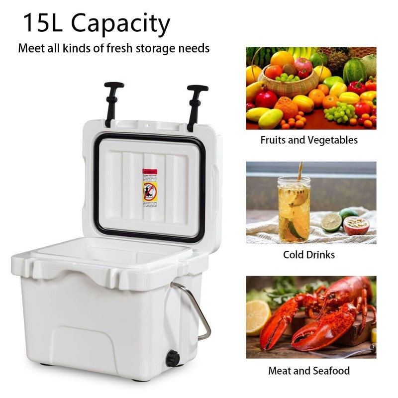 Korkealaatuinen valkoinen kylmälaukku 15L kahvoilla ja pidikkeillä