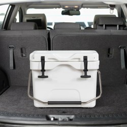 Korkealaatuinen valkoinen kylmälaukku 15L kahvoilla ja pidikkeillä