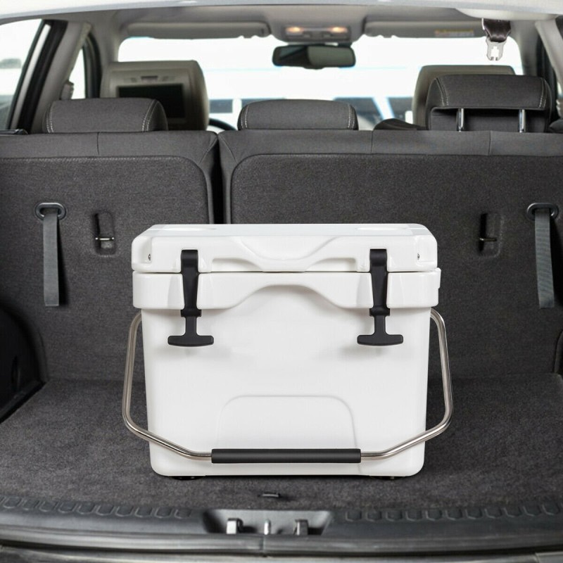 Korkealaatuinen valkoinen kylmälaukku 15L kahvoilla ja pidikkeillä