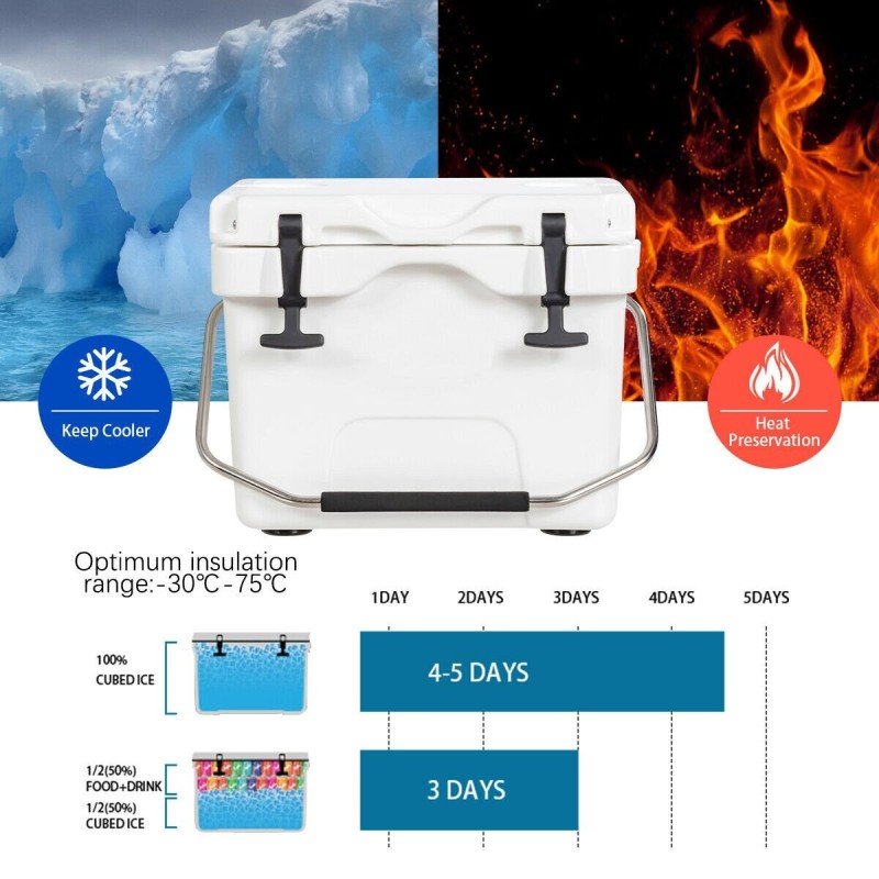Korkealaatuinen valkoinen kylmälaukku 15L kahvoilla ja pidikkeillä