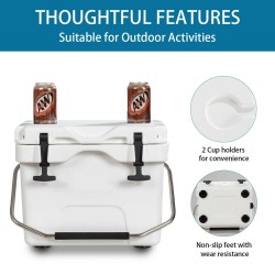 Korkealaatuinen valkoinen kylmälaukku 15L kahvoilla ja pidikkeillä