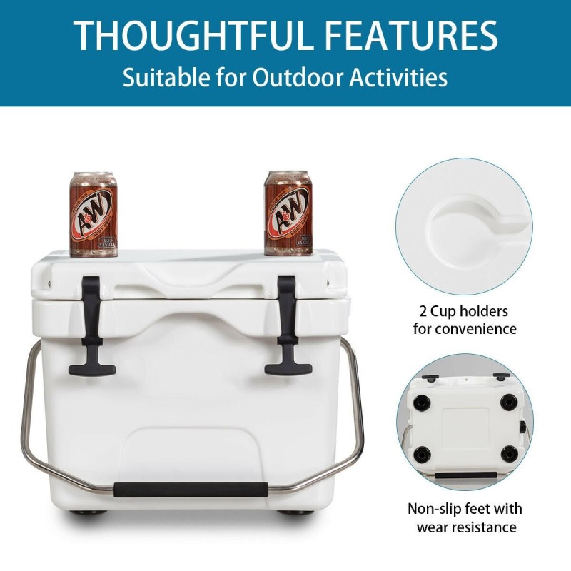 Korkealaatuinen valkoinen kylmälaukku 15L kahvoilla ja pidikkeillä