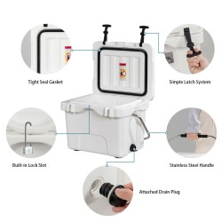 Korkealaatuinen valkoinen kylmälaukku 15L kahvoilla ja pidikkeillä