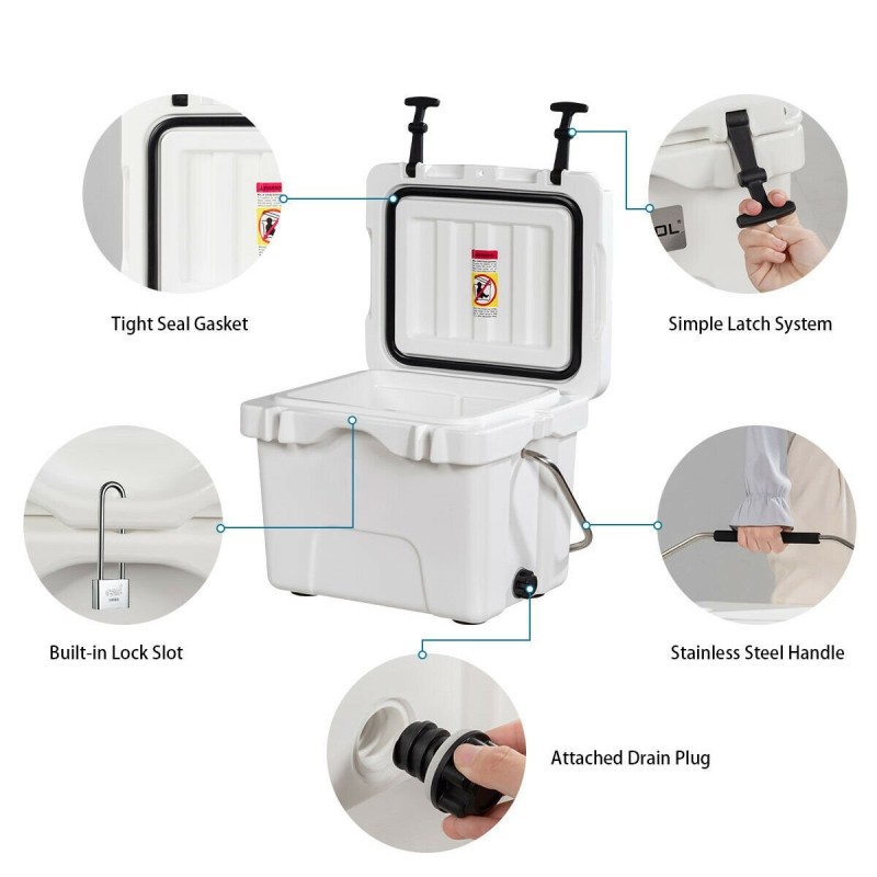 Korkealaatuinen valkoinen kylmälaukku 15L kahvoilla ja pidikkeillä