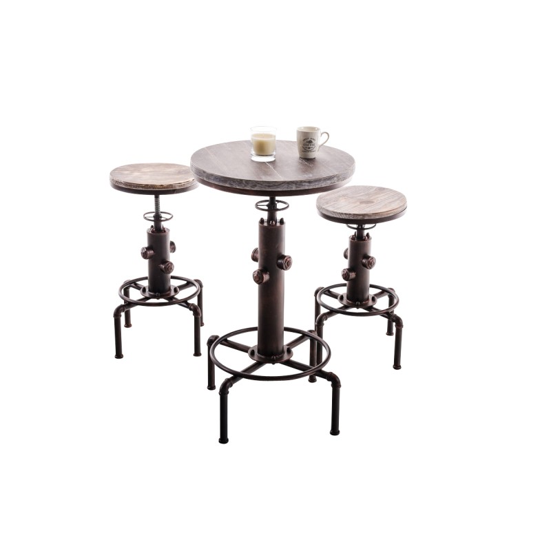 Säädettävä seisomapöytä palopostin muodossa puusta ja teräksestä