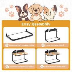 Koiran kohotetut ruokakupit, säädettävä korkeus, musta