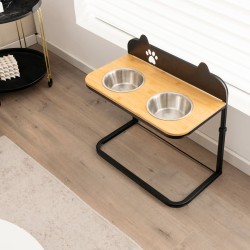 Koiran kohotetut ruokakupit, säädettävä korkeus, musta