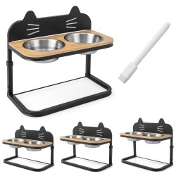 Säädettävä musta lemmikkien ruokintateline kissoille ja koirille