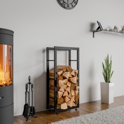 Tyylikäs musta takkapuuteline sisäkäyttöön eri kokoja saatavilla