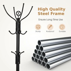 Moderni musta vapaasti seisova metallinaulakko 12 koukulla