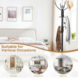 Moderni musta vapaasti seisova metallinaulakko 12 koukulla