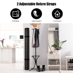 Musta liukumaton joogamatto säädettävillä tarranauhoilla