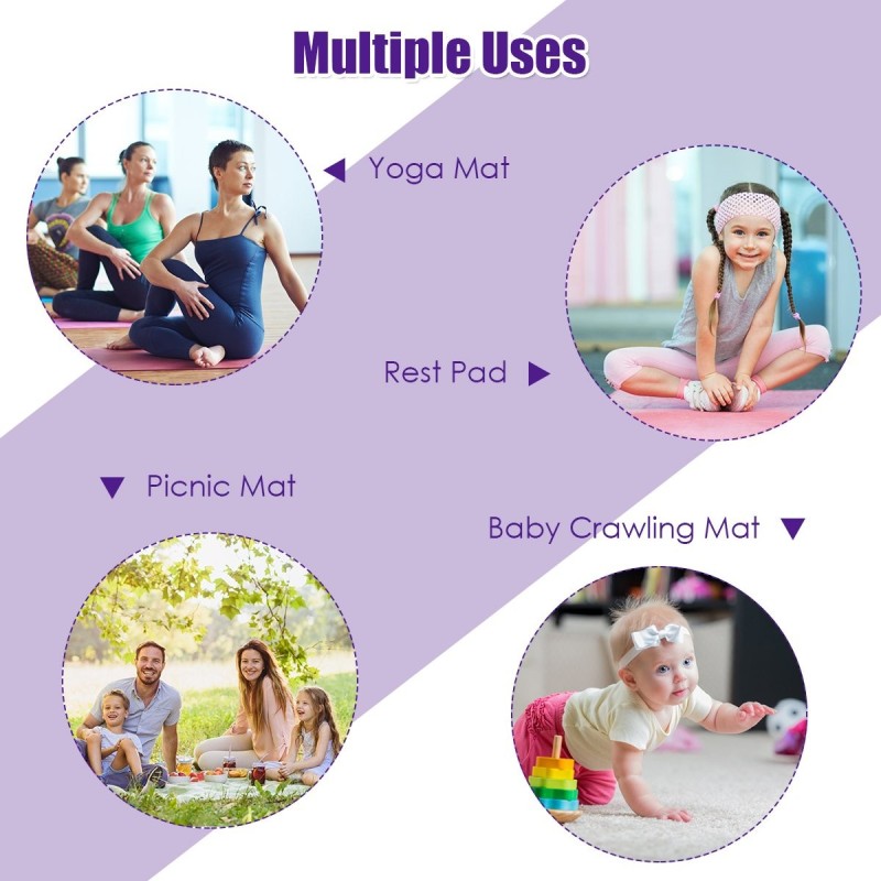 Liukumaton joogamatto säädettävillä tarranauhoilla, lila