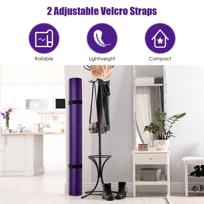 Liukumaton joogamatto säädettävillä tarranauhoilla, lila