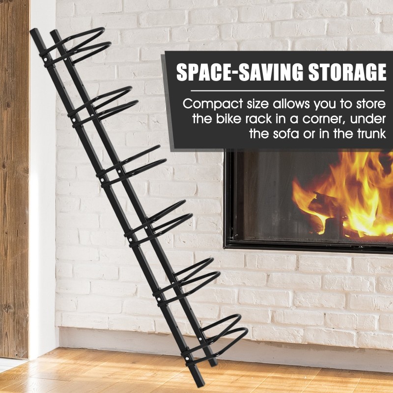 Polkupyöräteline 6 pyörälle, musta, kestävä teräsrakenne