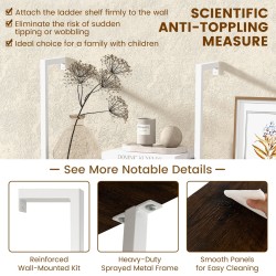 5-tasoinen ruskea tikashylly teräsrungolla kodin säilytykseen