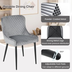 Kaksi harmaata samettituolia säädettävillä jaloilla ruokailutilaan