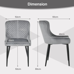 Kaksi harmaata samettituolia säädettävillä jaloilla ruokailutilaan