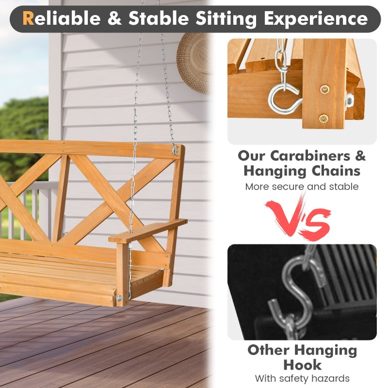 Kahden hengen säädettävä puinen keinutuoli ulkokäyttöön