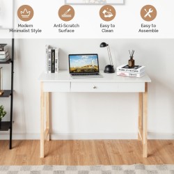 Monikäyttöinen työpöytä laatikolla, luonnonväri, 106x50x75,5 cm