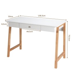 Monikäyttöinen työpöytä laatikolla, luonnonväri, 106x50x75,5 cm