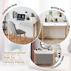 Monikäyttöinen työpöytä laatikolla, luonnonväri, 106x50x75,5 cm