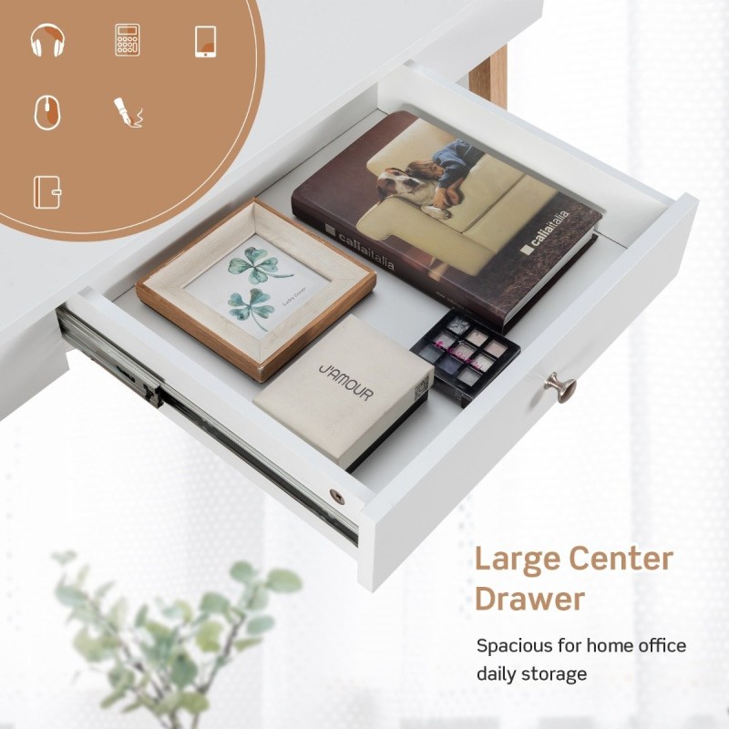 Monikäyttöinen työpöytä laatikolla, luonnonväri, 106x50x75,5 cm